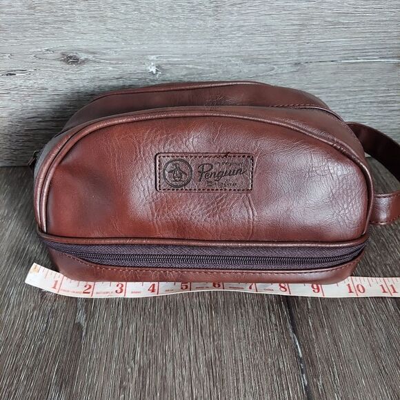 Penguin By Munsingwear Men's Toiletry Travel Bag Pouch Brown - Picture 7 of 8